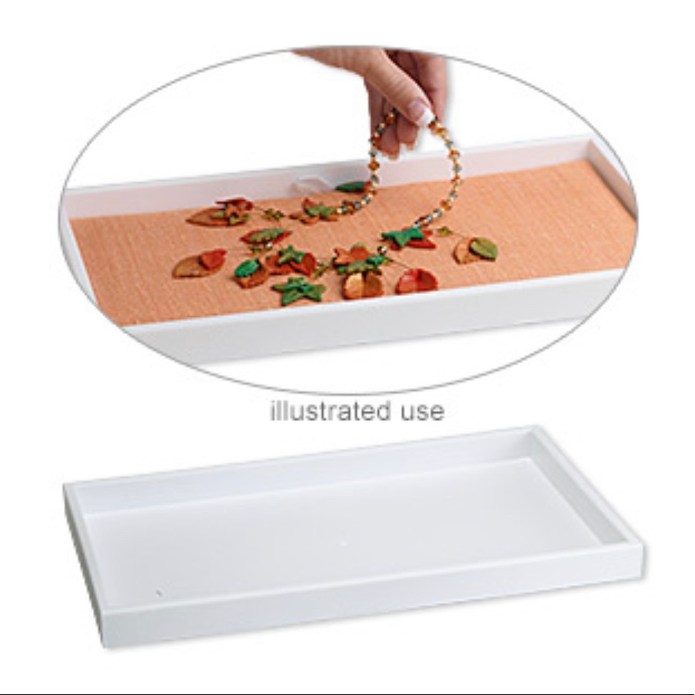 Display tray, plastic, white, 14-3/4 x 8-1/4 x 1 inches.